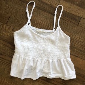 L.A Hearts white crop smocked tank W/adjustable straps sz Small